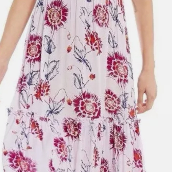 Free People Garden Party Dress Boho Lilac Floral Tiered Maxi - Picture 11 of 12